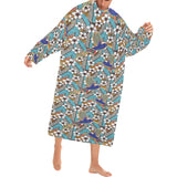 Hummingbird Pattern Print Design 02 Blanket Robe with Sleeves