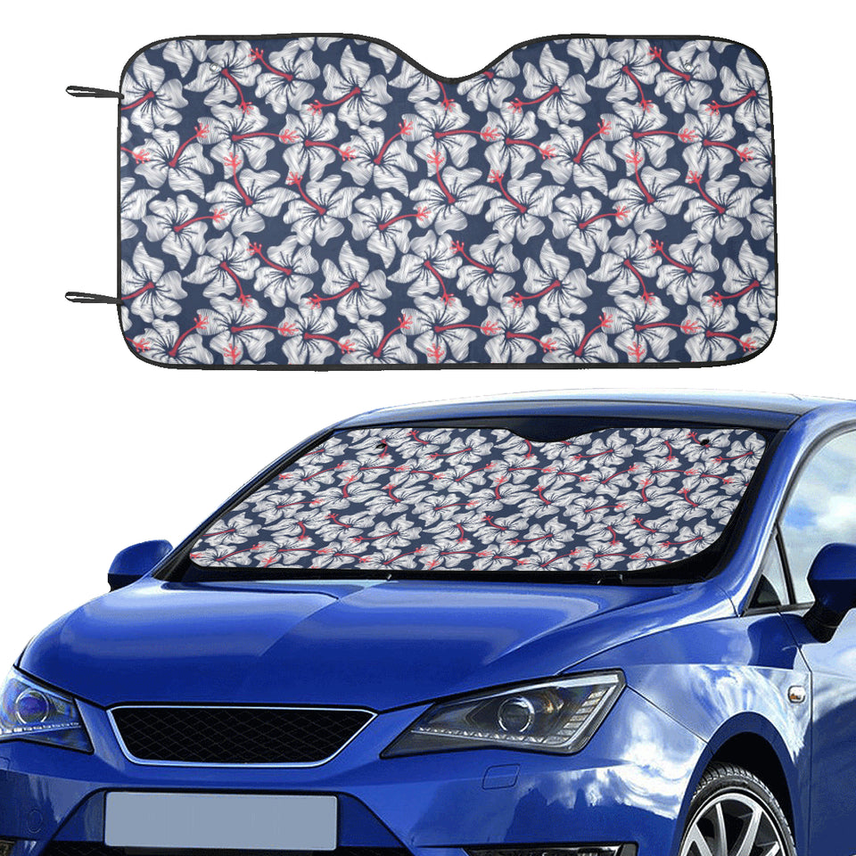 Hibiscus Pattern Print Design 02 Car Sun Shade