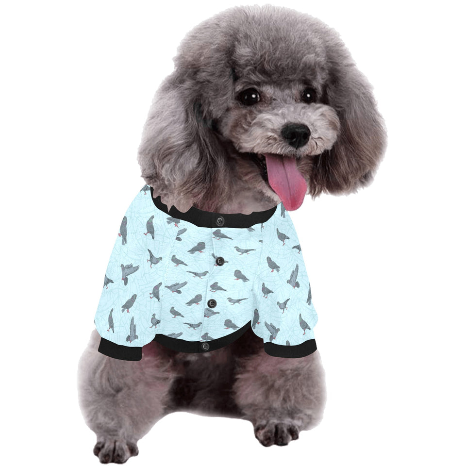 Pigeon Pattern Print Design 02 All Over Print Pet Dog Round Neck Fuzzy Shirt