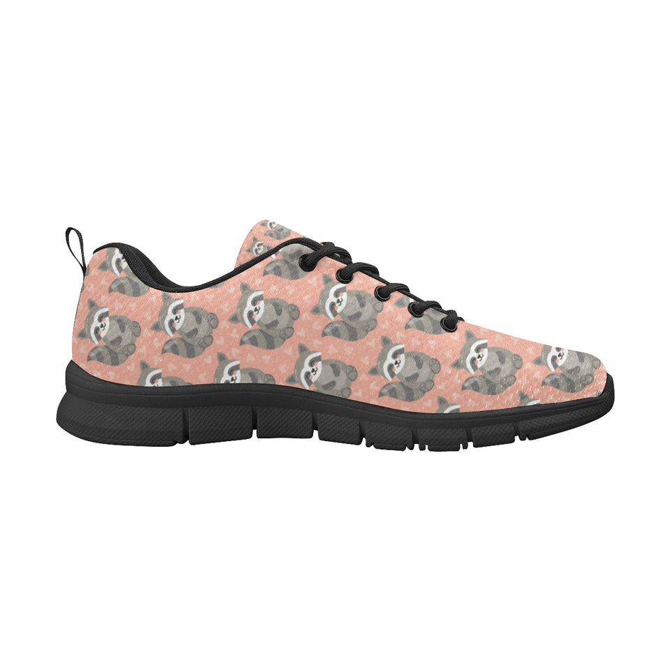 Raccoon Heart Pattern Men's Sneakers Black