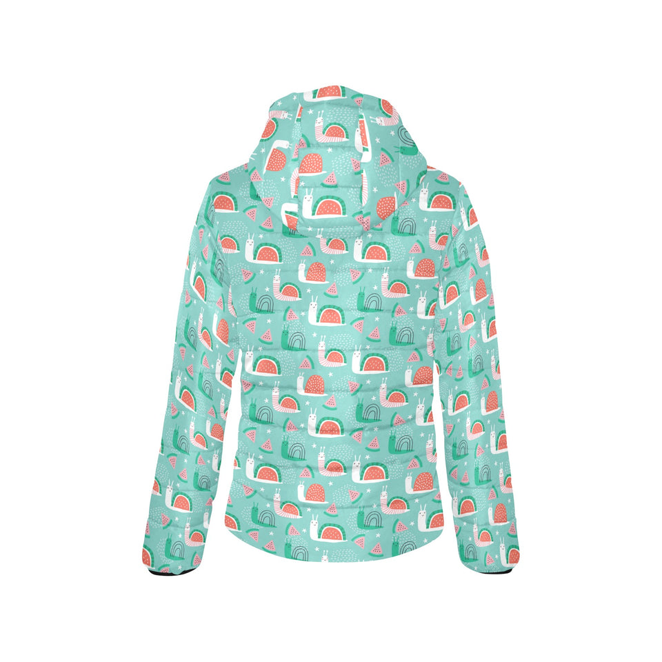 Snail Pattern Print Design 01 Women's Padded Hooded Jacket