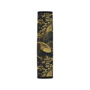 Gold Fan Flower Japanese Pattern Car Seat Belt Cover