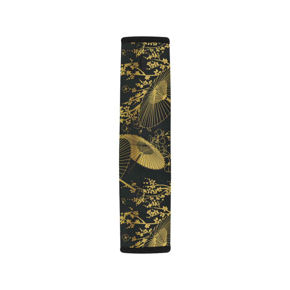 Gold Fan Flower Japanese Pattern Car Seat Belt Cover