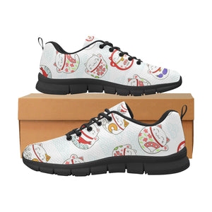 Meneki Neko Lucky Cat Pattern Men's Sneakers Black