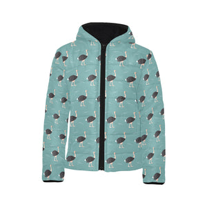 Ostrich Pattern Print Design 01 Kids' Boys' Girls' Padded Hooded Jacket