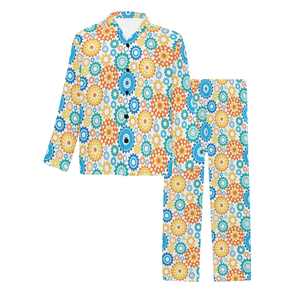 Gear Pattern Print Design 04 Men's Long Pajama Set