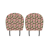 Rose Pattern Print Design 04 Car Headrest Cover