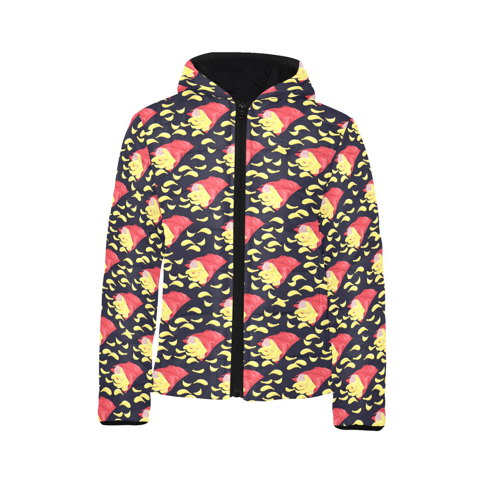 Potato Chips Pattern Print Design 05 Kids' Boys' Girls' Padded Hooded Jacket