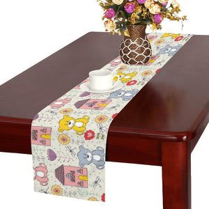 Teddy Bear Pattern Print Design 04 Table Runner