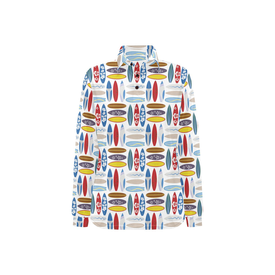 Surfboard Pattern Print Design 02 Women's Long Sleeve Polo Shirt