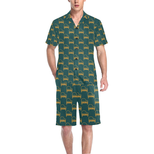 Piano Pattern Print Design 03 Men's V-Neck Short Pajama Set