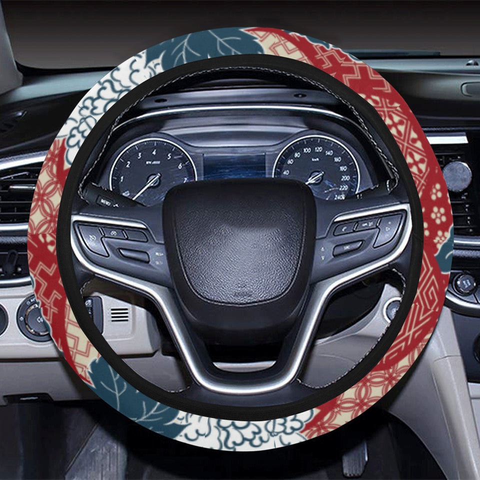 Red Theme Japanese Pattern Car Steering Wheel Cover