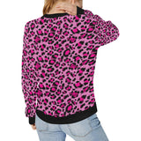 Pink Leopard Skin texture Pattern Women's Crew Neck Sweatshirt