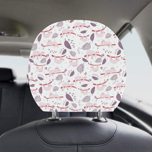 Sloth Leaves Pattern Car Headrest Cover