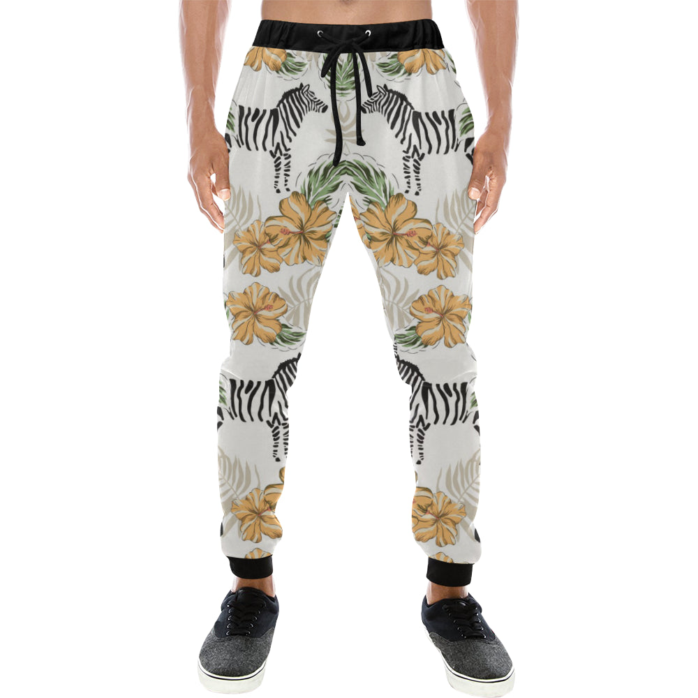 Zebra Hibiscus Pattern Unisex Casual Sweatpants