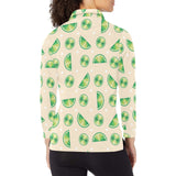 Lime Pattern Women's Long Sleeve Polo Shirt