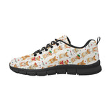 Christmas Corgi Pattern Background Men's Sneakers Black