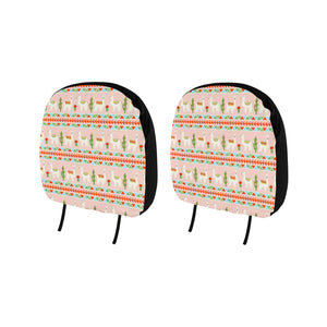 Llama Cactus Pattern background Car Headrest Cover