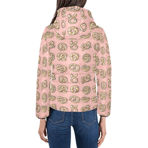 Pretzels Pattern Print Design 04 Women's Padded Hooded Jacket