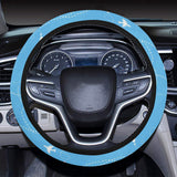 Airplane Pattern Blue Background Car Steering Wheel Cover