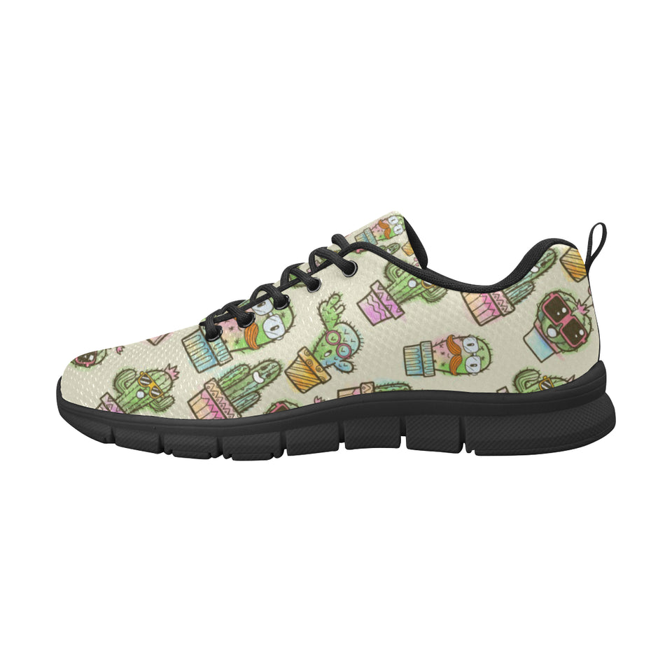 Cute Cactus Pattern Men's Sneakers Black