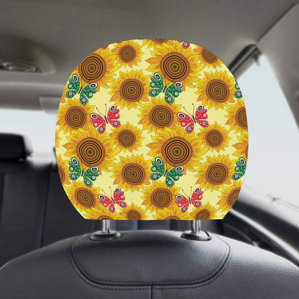 Sunflower Butterfly Pattern Car Headrest Cover