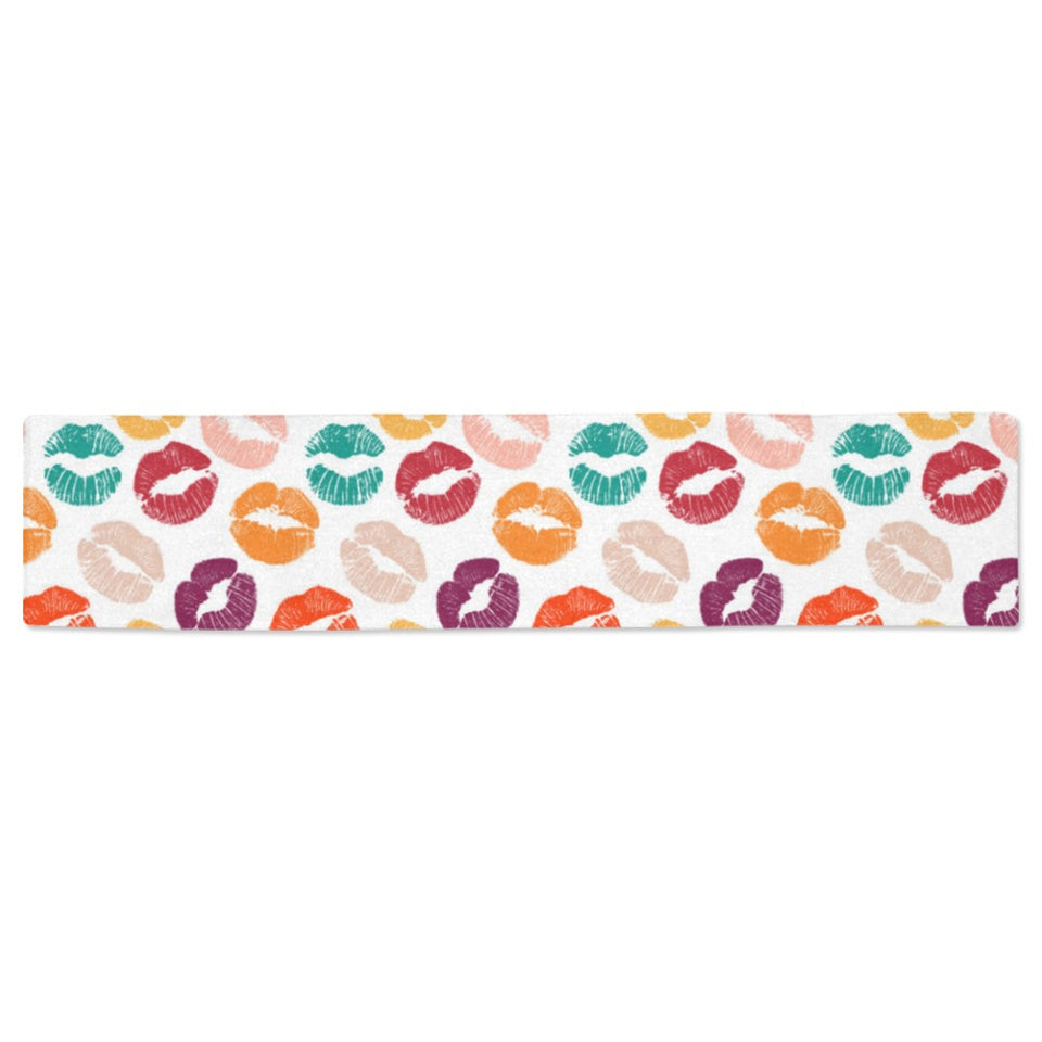 Lips Pattern Print Design 03 Table Runner