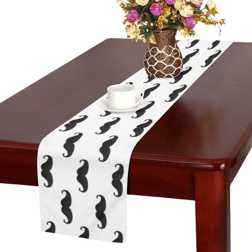 Mustache Beard Pattern Print Design 05 Table Runner