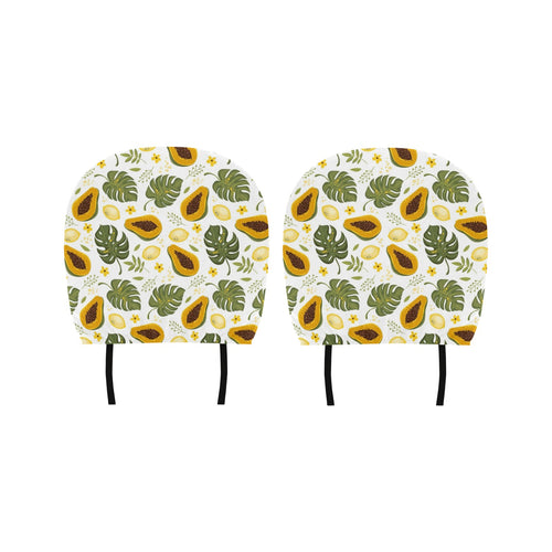 Papaya Leaves Flower Pattern Car Headrest Cover