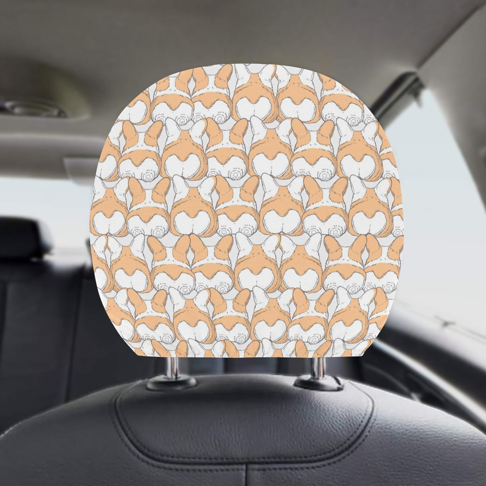 Corgi Bum Pattern Car Headrest Cover