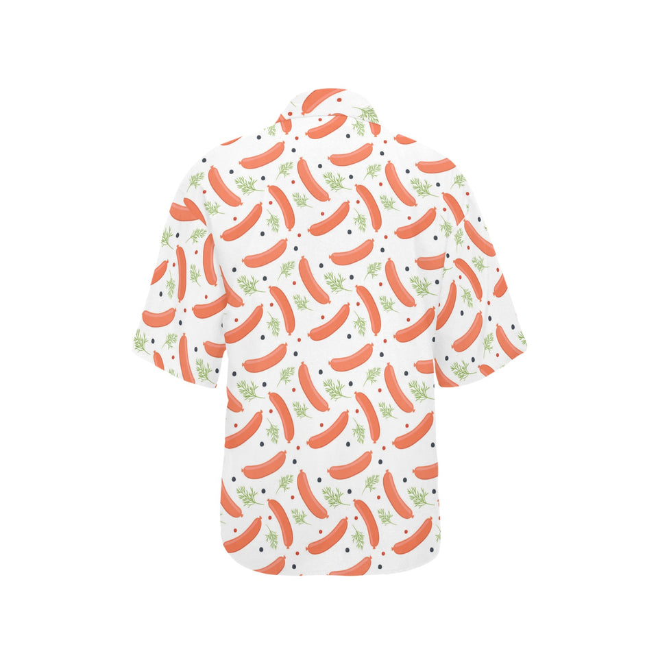 Sausage Pattern Print Design 03 Women's All Over Print Hawaiian Shirt