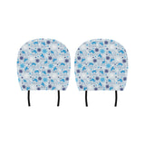 Polar Bear Pattern Blue Background Car Headrest Cover