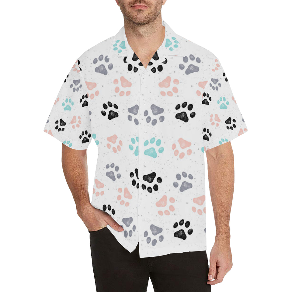 Dog Paws Pattern Print Design 02 Men's All Over Print Hawaiian Shirt (Model T58)