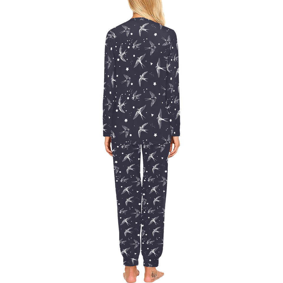 Swallow Pattern Print Design 02 Women's All Over Print Pajama Set