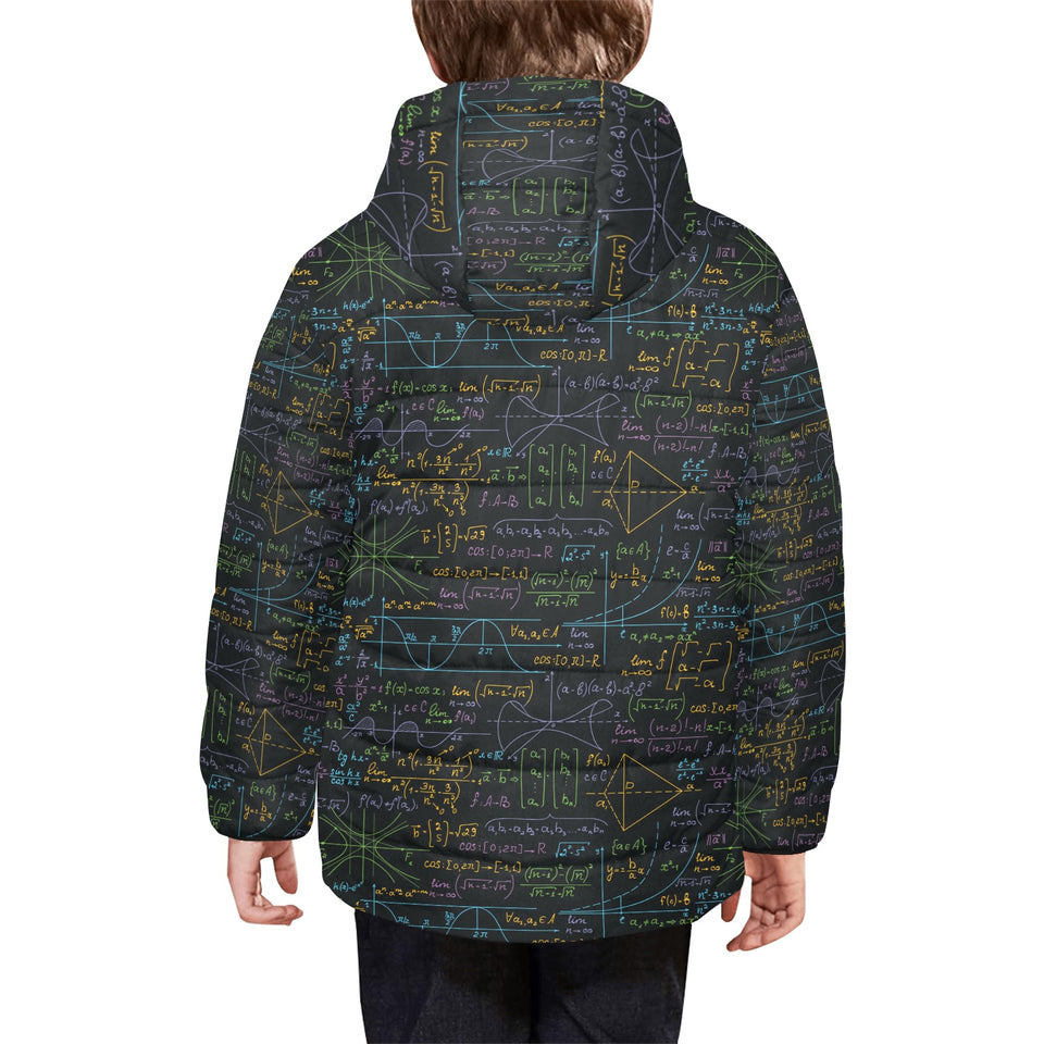 Math Pattern Print Design 01 Kids' Boys' Girls' Padded Hooded Jacket