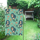 Mermaid Pattern Green Background House Flag Garden Flag