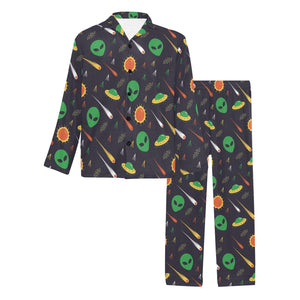 Alien Pattern Print Design 03 Men's Long Pajama Set