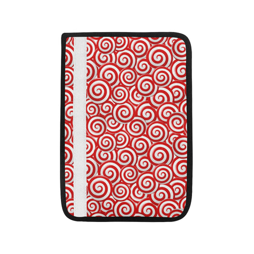 Red and White Candy Spiral Lollipops Pattern Car Seat Belt Cover