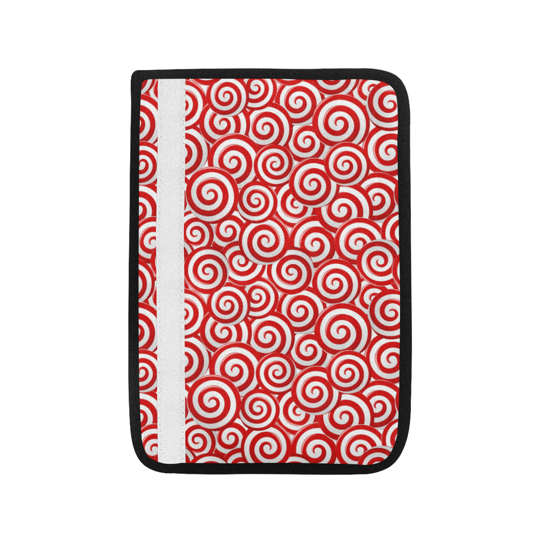 Red and White Candy Spiral Lollipops Pattern Car Seat Belt Cover