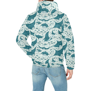 Stingray Pattern Print Design 01 Men's Padded Hooded Jacket(ModelH42)