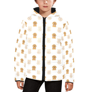 Golden Retriever Pattern Print Design 03 Kids' Boys' Girls' Padded Hooded Jacket