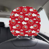 Red Daruma Cloud Pattern Car Headrest Cover