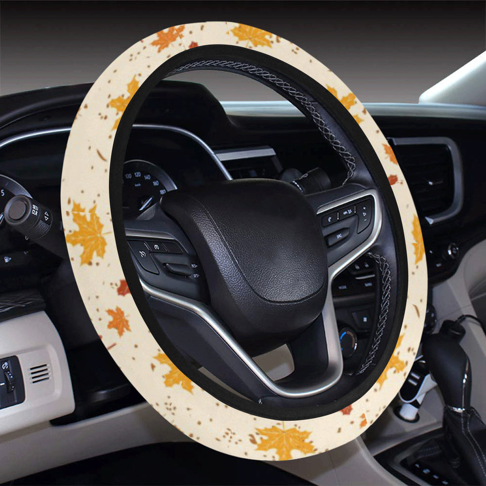 Red and Orange Maple Leaves Pattern Car Steering Wheel Cover