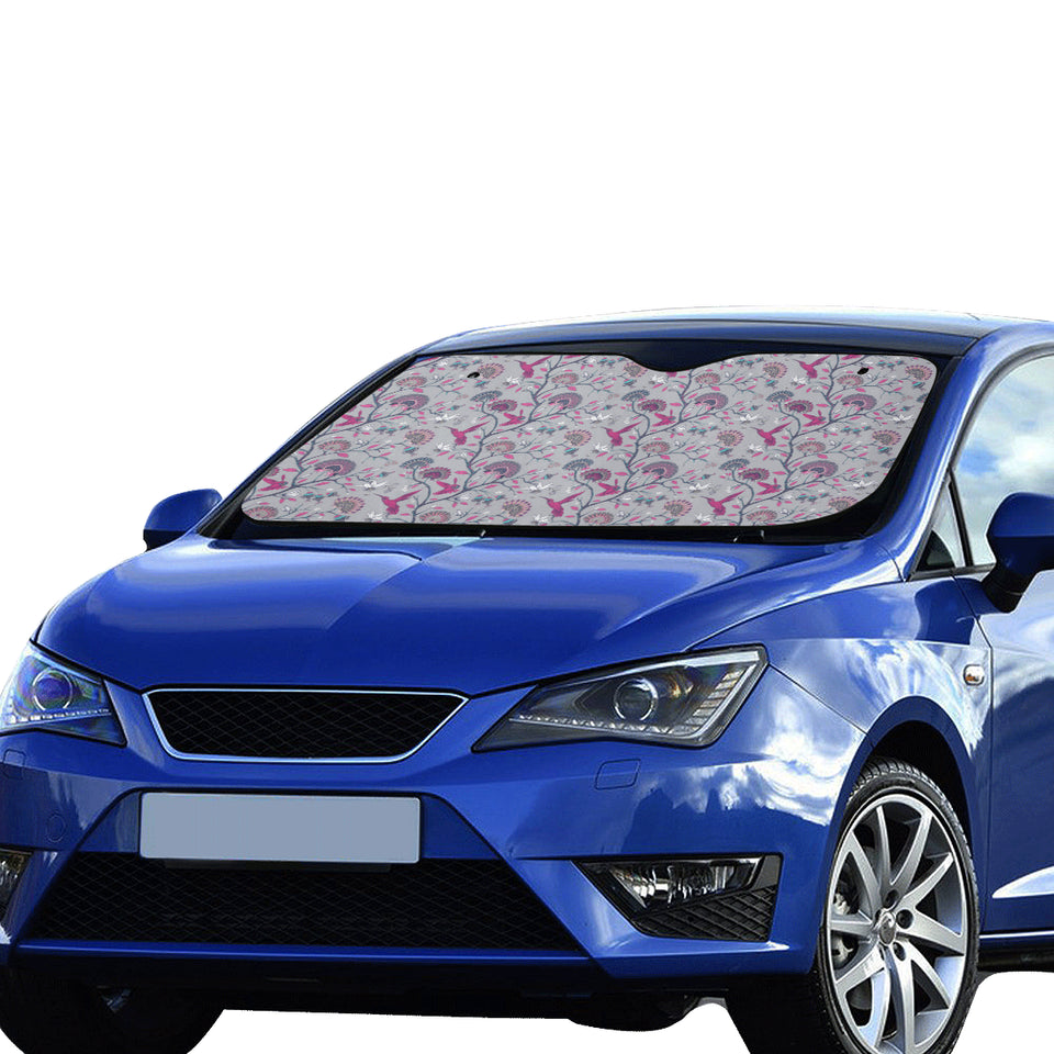 Hummingbird Pattern Print Design 04 Car Sun Shade