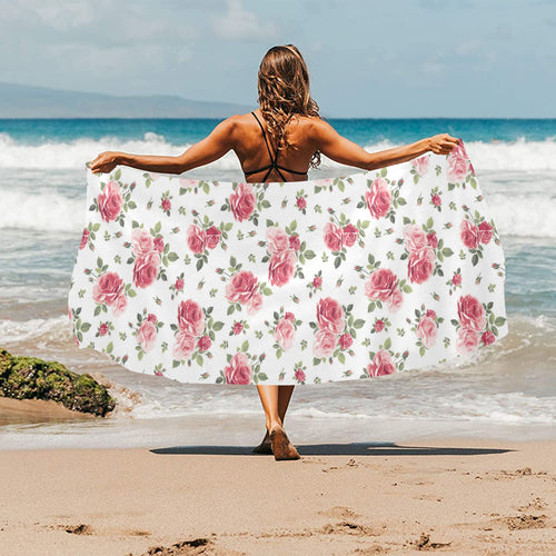 Rose Pattern Print Design 02 Beach Towel