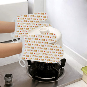 Pancake Pattern Print Design 02 Heat Resistant Oven Mitts