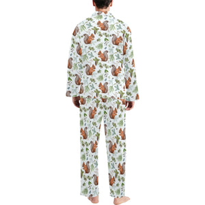 Squirrel Pattern Print Design 02 Men's Long Pajama Set