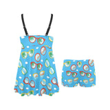 Sun Glasses Pattern Print Design 03 Chest Sexy Pleated Two Piece Swim Dress