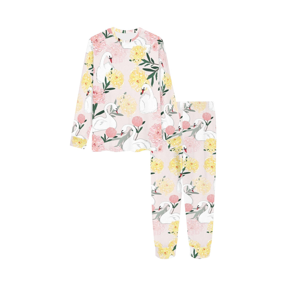 Swan Flower Pattern Kids' Boys' Girls' All Over Print Pajama Set