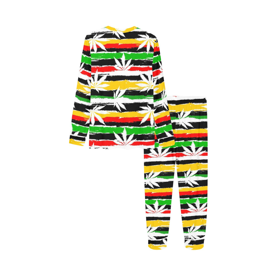 Canabis Marijuana Weed Pattern Print Design 01 Kids' Boys' Girls' All Over Print Pajama Set